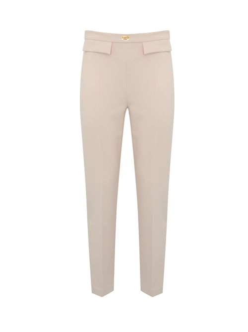 Pantalone slim in crepe con placchetta logo Elisabetta Franchi | PA07751E2193